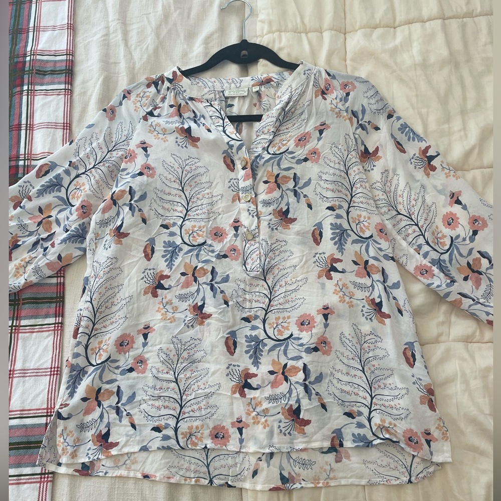 Cora Silk Blouse Bellinger Floral Branch